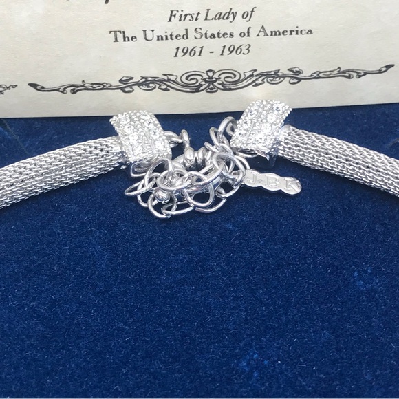 Camrose & Kross Rhodium Plated Mesh Necklace With Crystal JBK - Picture 7 of 9